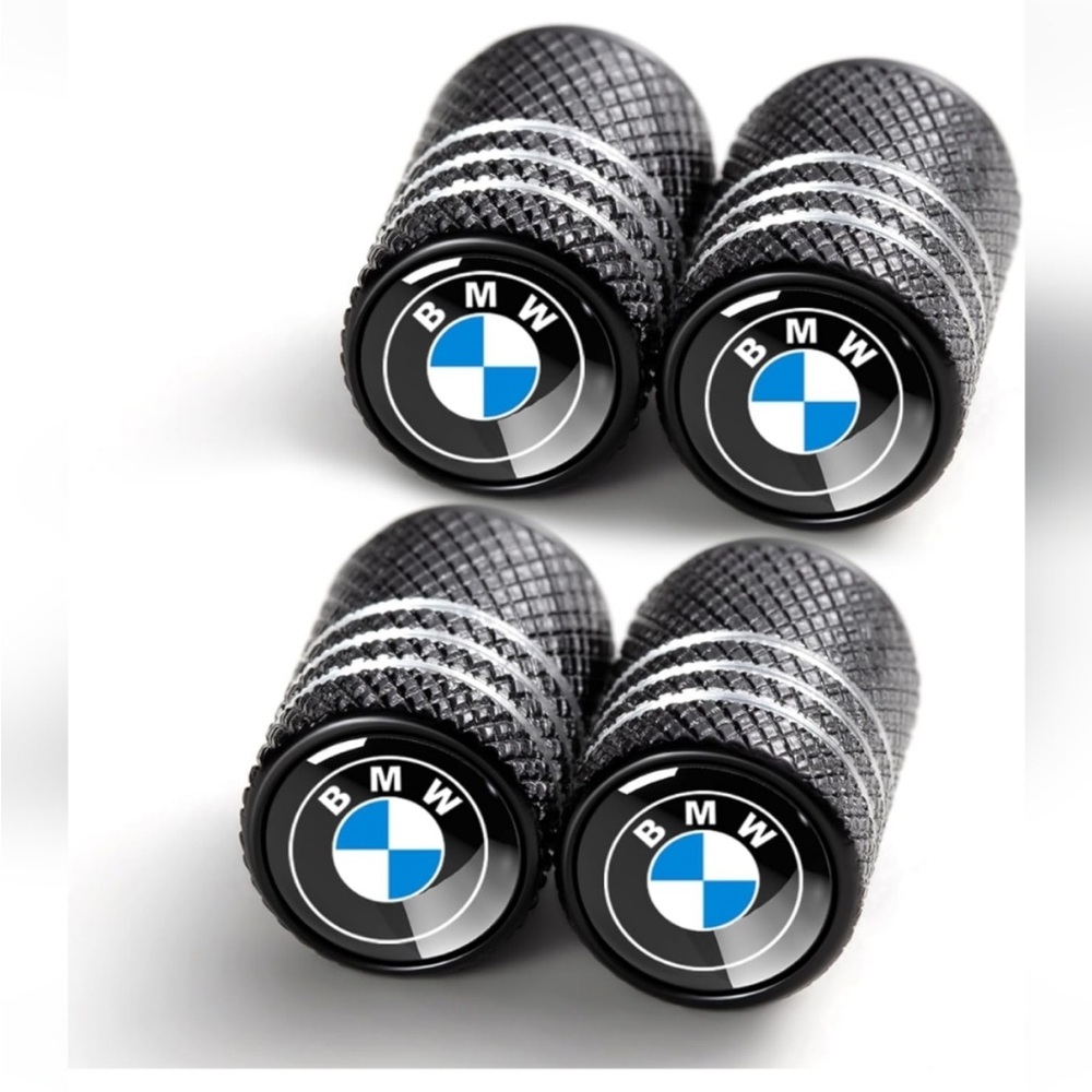 BMW Black and Silver Tire Valve Caps
